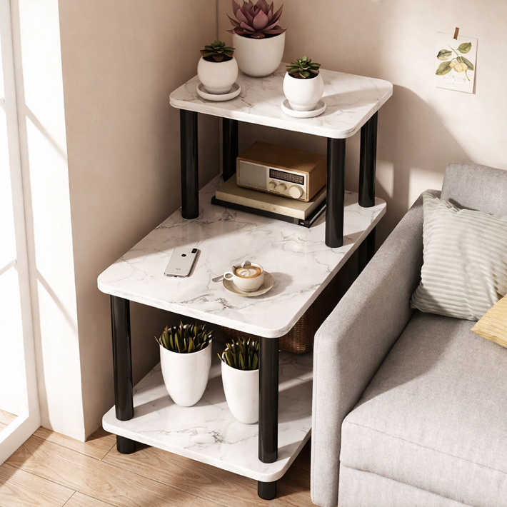 모던 스타일의 거실 소파 옆 침대 옆 소형 수납형 사이드테이블