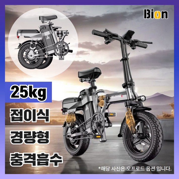 바이온 접이식 전기자전거 전동 배달 출퇴근 자전거 바이크 미니벨로 가성비, 기본형 30A120km, 경량스틸