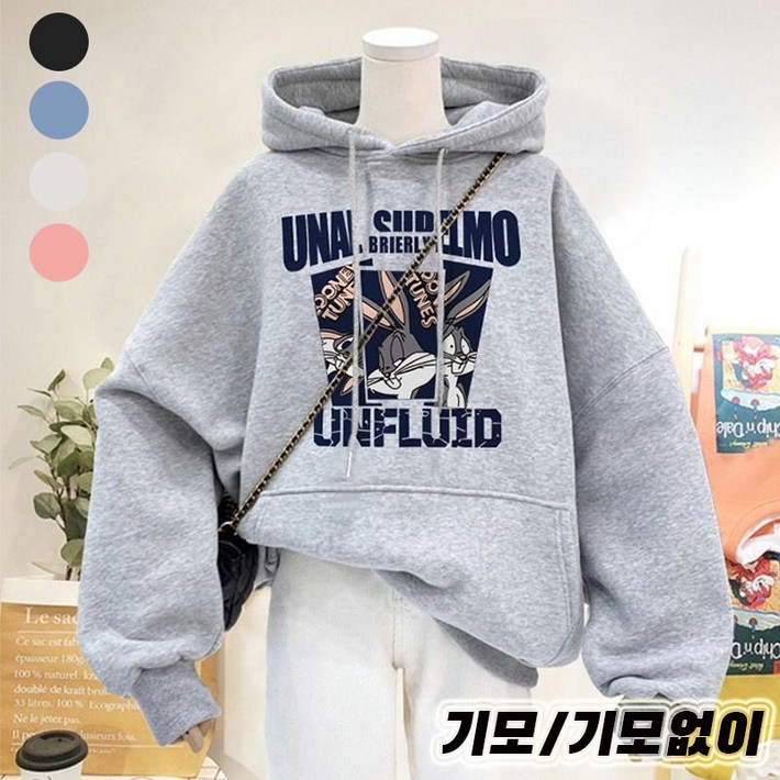 캐릭터 긴팔맨투맨 기모기모없이 후드맨투맨 데일리 보온 도톰한 가을겨울 기모 맨투맨 박시핏 여성 루즈핏 캐주얼 레터링 후드 티셔츠 상의 5xl까지