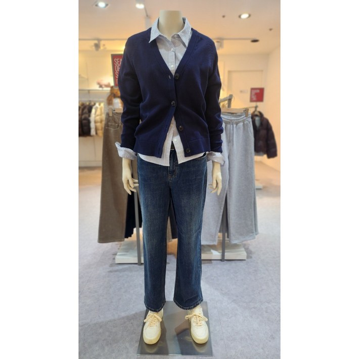 지오다노 여성 코튼 브이넥 가디건 니트 스웨터 3컬러  356506