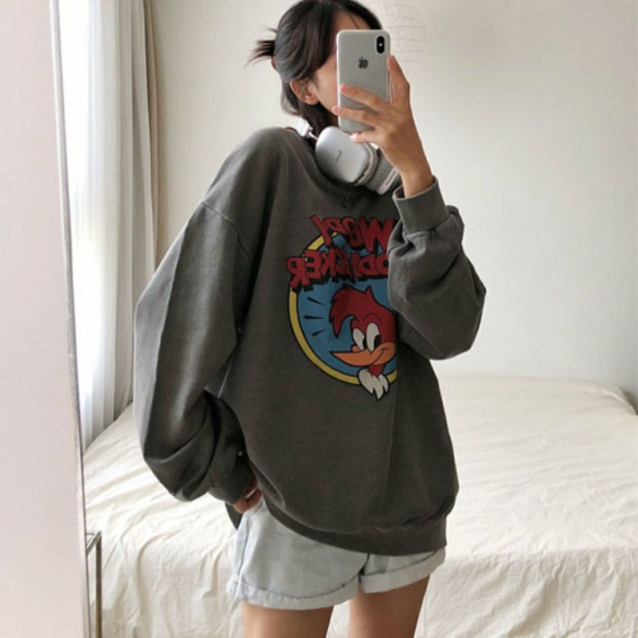 현이네 피그먼트 우디 맨투맨 남여공용