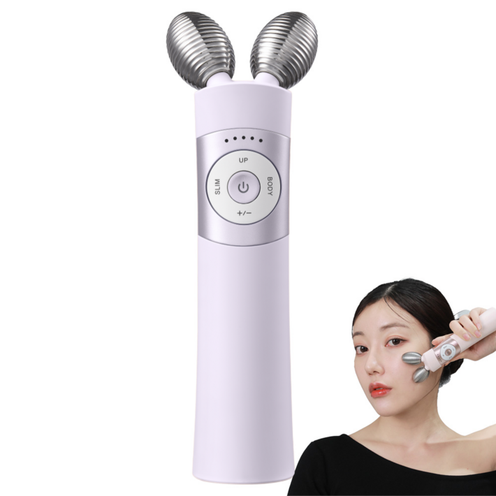마미케어 EMS 브이쎄라 LED 얼굴 마사지기 홈케어 브이라인 경락 탄력 디바이스, 퍼플, 1개