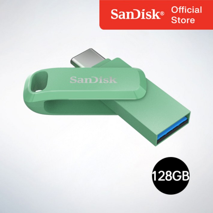 샌디스크 USB 메모리 Ultra Dual Go 울트라 듀얼 고 Type-C OTG USB 3.1 SDDDC3 128GB   압생트그린