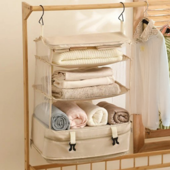 MOJINI 여행용 걸이형 4단 정리 파우치, 캐리어 압축팩, 여행용 짐정리 수납