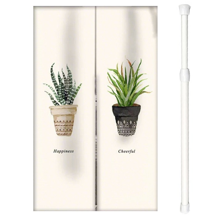 방문 커튼 가림막 봉 포함 세트 가리개 커텐 분리형 트임 패브릭 칸막이 도어 반커튼 주방 문 화장실 베란다