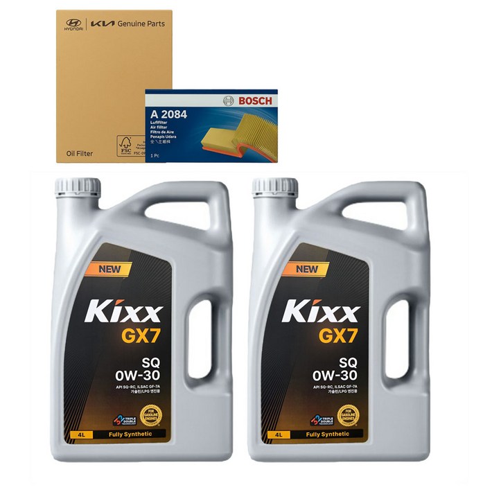 포터2 LPG 킥스 GX7 0W30 4L4L 8L SET 보쉬에어필터 현대순정 오일필터세트