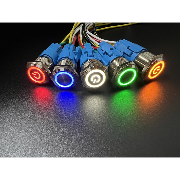 12161922mm LED 크롬 스위치 푸쉬온 푸쉬락 DC1224V