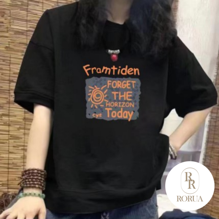 로루아 오버핏 반팔 맨투맨 티셔츠