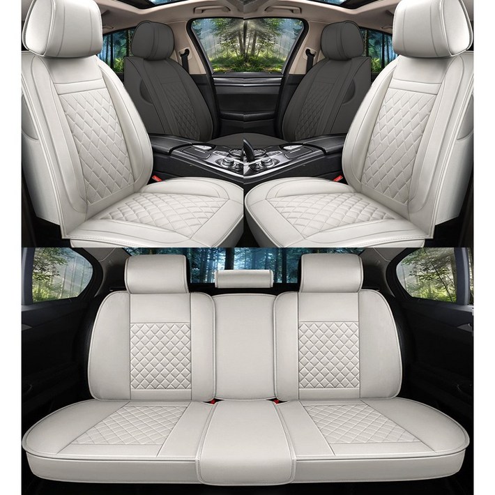 제니븐 자동차 시트커버 차량용 방석 카 보호매트 가죽 교체 SF890 풀세트, 1세트, 바닐라베이지