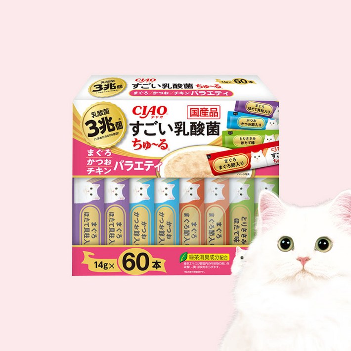 챠오 고양이 츄르 스고이유산균 버라이어티 SC-389 14g x 60p 세트