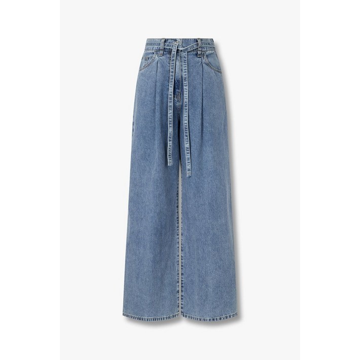 백화점 정품 지컷 GCUT 25SS원 턱 벨티드 백 밴딩 데님 팬츠7255255103 1239180