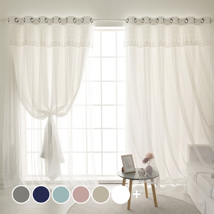 까르데코 디망쉬 암막레이스커튼 긴창 4장세트대형