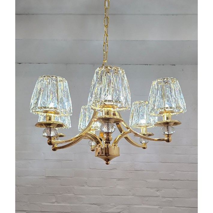 포유라이팅 프리엘 골드 6등 샹들리에 식탁 주방 인테리어 등