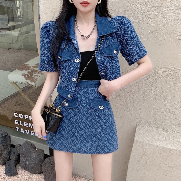 여성 정장 반팔자켓 짧은치마 세트