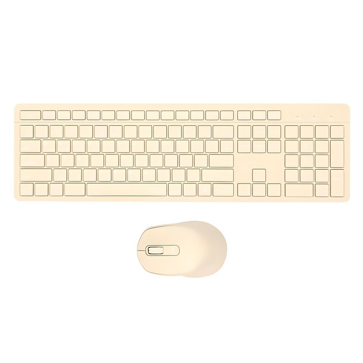 레드빈 간단 무선 키보드 마우스 세트, 버터옐로우, CPA25C, 일반형