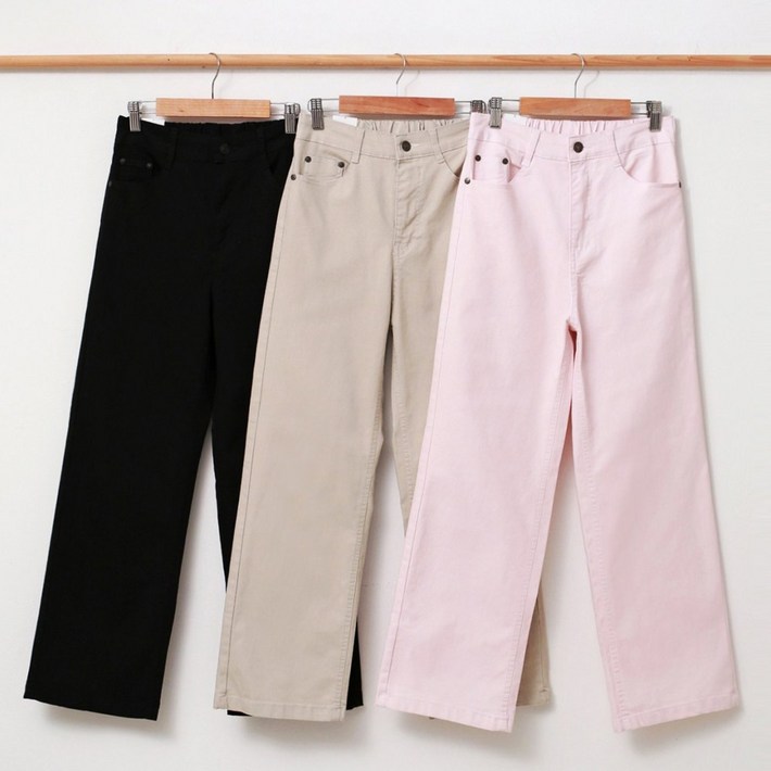 인디오 여성용 코튼워싱 뒷밴딩 면 스판 와이드팬츠 NCOHS82