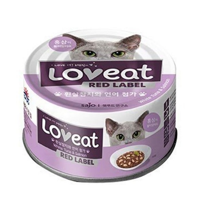사조 러브잇 레드라벨 고양이 간식캔, 혼합맛흰살참치연어, 160g, 15개