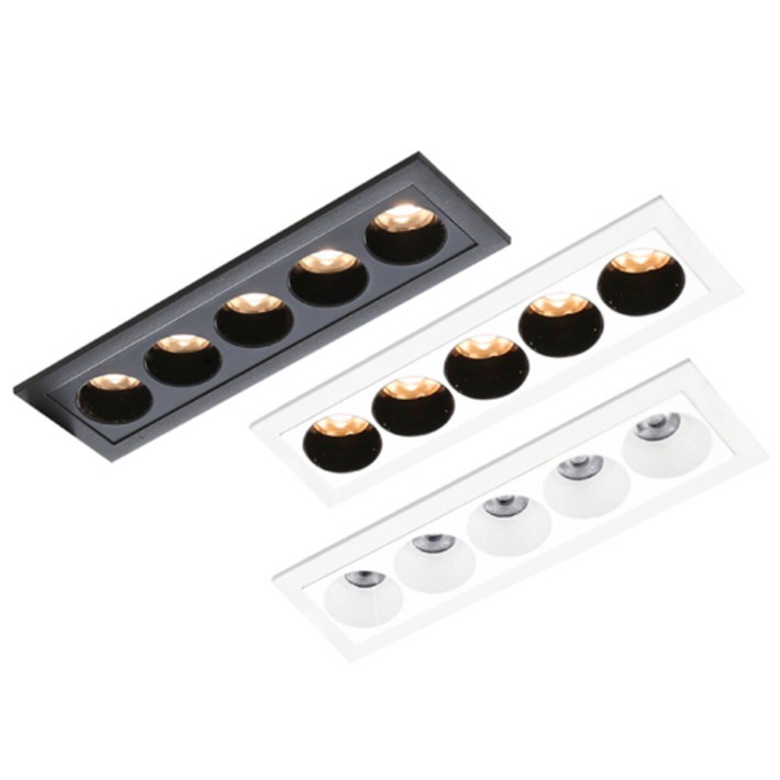 사는잼 매입형LED등기구 마그네틱조명 사각 멀티매입등 5구 10W