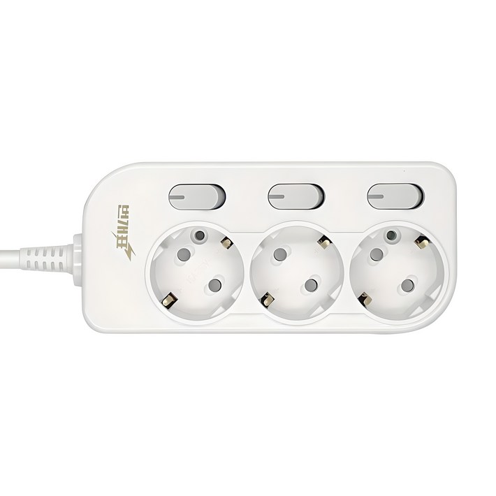 번개표 절전형 뉴개별스위치 멀티탭 3구, 3m, 화이트, 1개