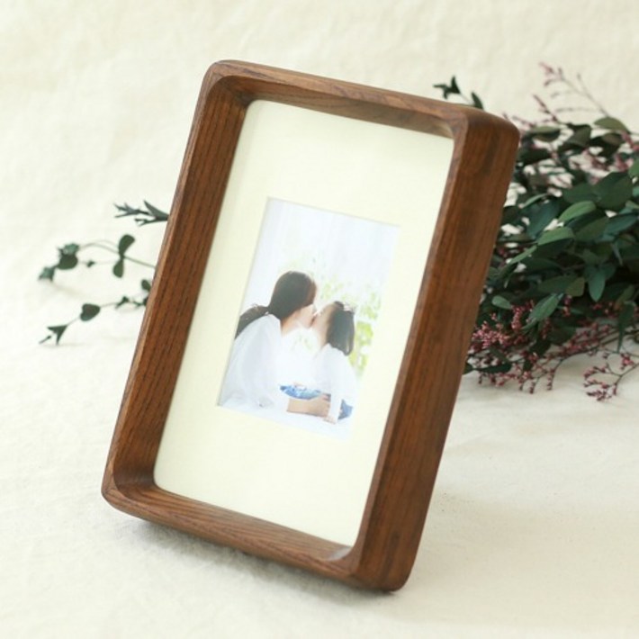라운드 원목액자 액자프레임 가족사진 웨딩 A4 A3 16×20 20×24, 1개, 브라운