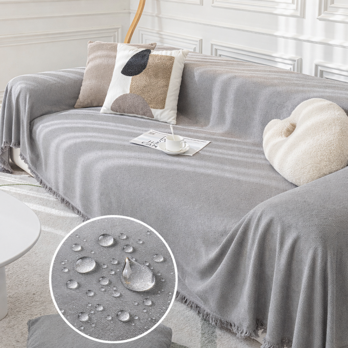 하우스베라 코지프린지 방수 소파커버 사계절 쇼파커버 소파덮개 14인용 프리미엄 패브릭, 1개, 실버그레이