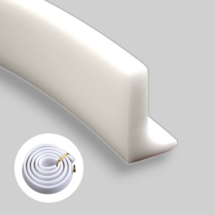 L자 물막이 실리콘 몰딩 물넘침 방지 베란다 욕실 난간 물받이, 화이트 2M, 2개