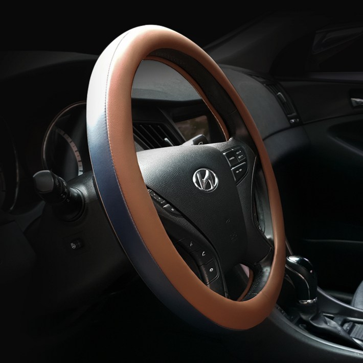 카프트 투톤 핸들커버 원형 D컷 가죽, 브라운