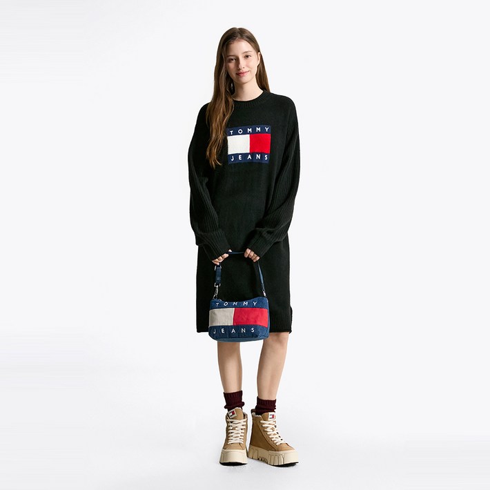 타미힐피거 플래그 스웨터 원피스 T32F7WOP15TWT1HEV