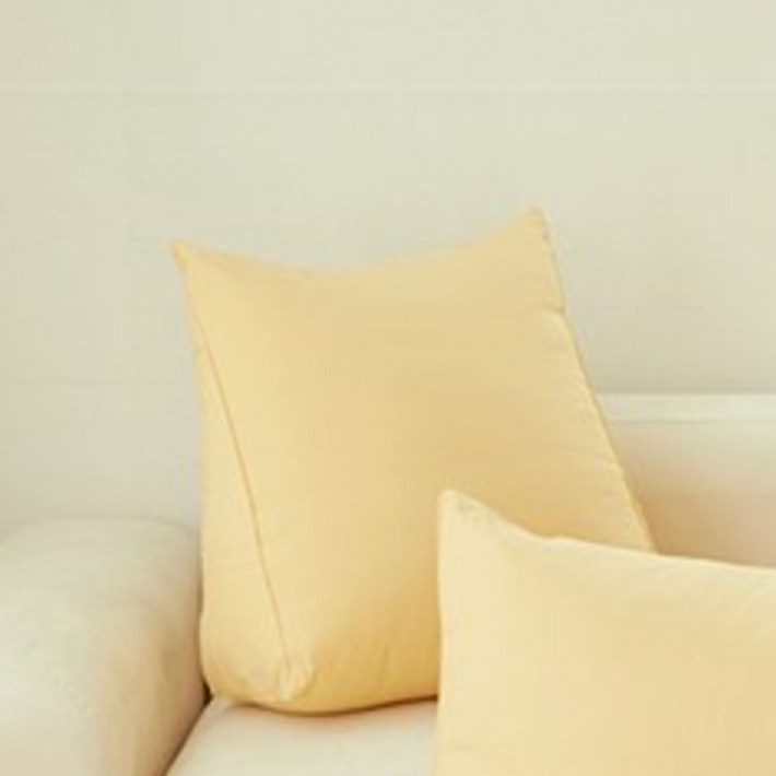 플랫화이트 삼각 등받이 중독 쿠션, 라이트옐로우