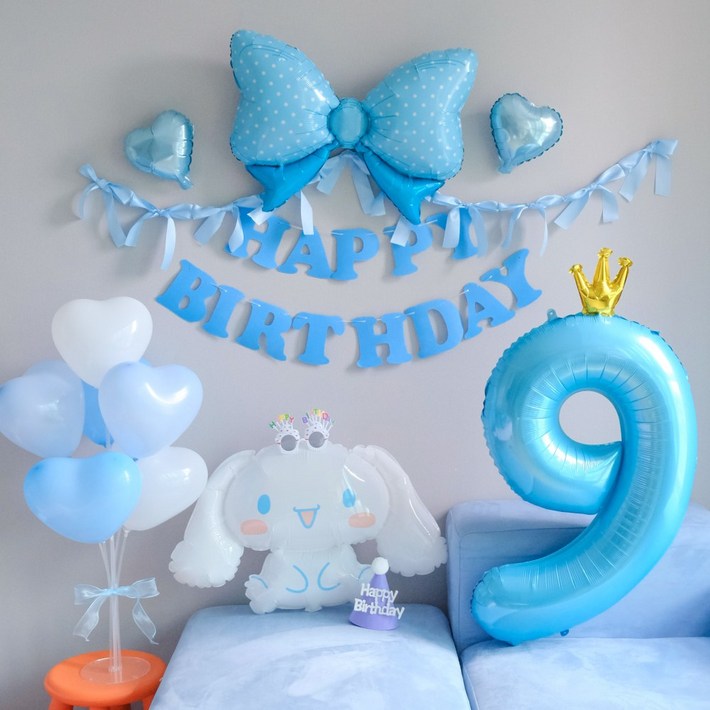 르모트 시나모롤 산리오 풍선 가랜드 이벤트 생일 파티 용품 세트, 1세트, 숫자풍선 9 르모트 시나모롤 산리오 풍선 가랜드 이벤트 생일 파티 용품 세트, 1세트, 숫자풍선 9