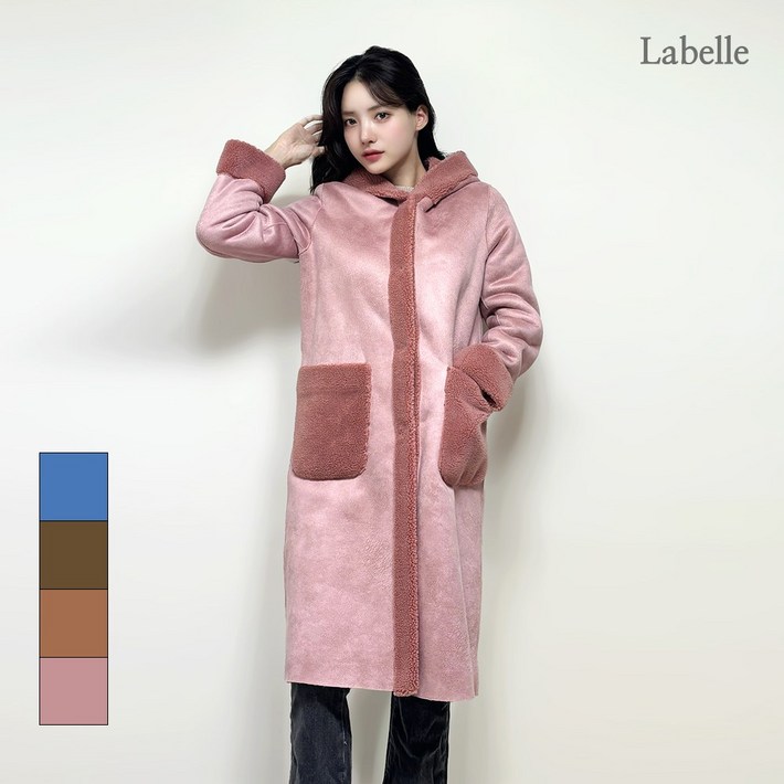 라벨르 에코 후드 리버시블 무스탕 롱코트LB103CT
