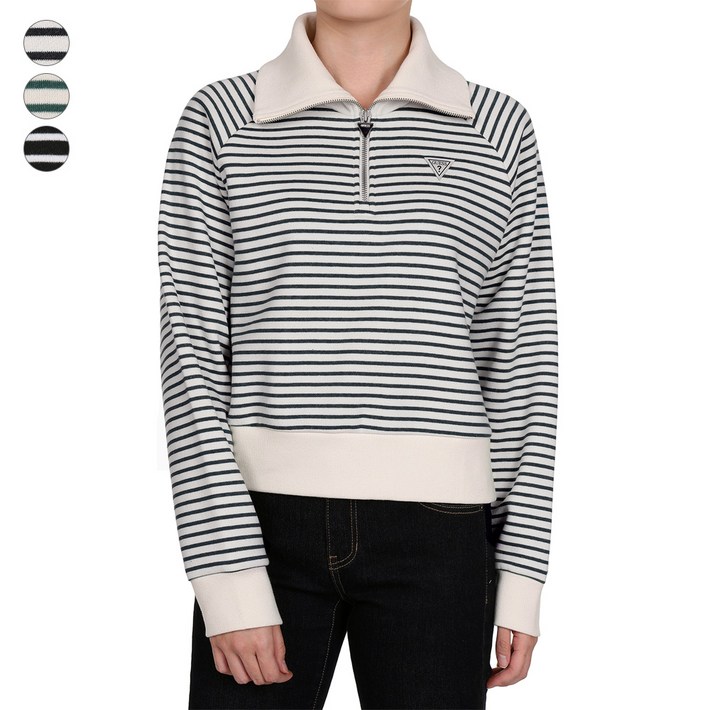 여성 스트라이프 FLEECE HALF ZIP UP RO4K04C3