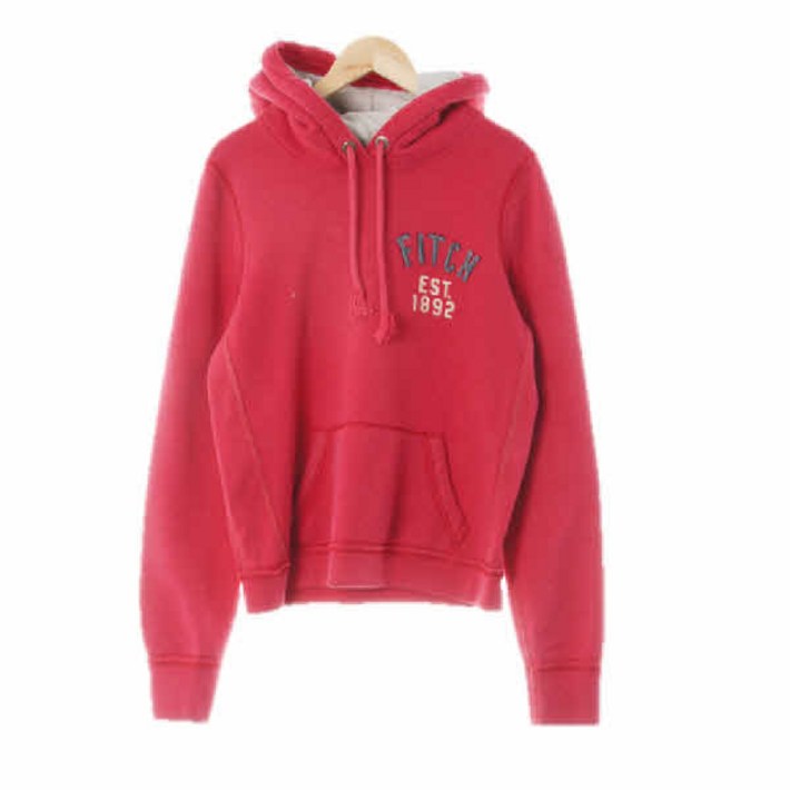 아베크롬비 딥마젠타 면혼방 로고후드티 L