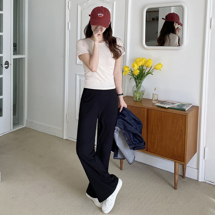 앤샵 여성용 매일입는 편안한  밴딩 스판 부츠컷 롱기장 슬랙스 팬츠2color 당일출고빅사이즈2XL