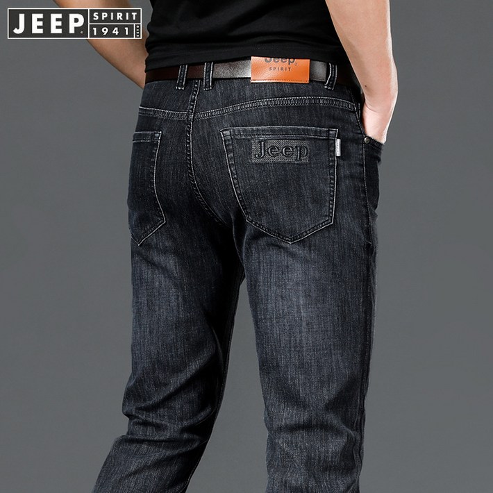 Jeep spirit 여름 얇은 청바지 남자 청년 느슨한 직통 마이크로 탄수 세탁 비즈니스 캐주얼 바지 J713양말 사은품