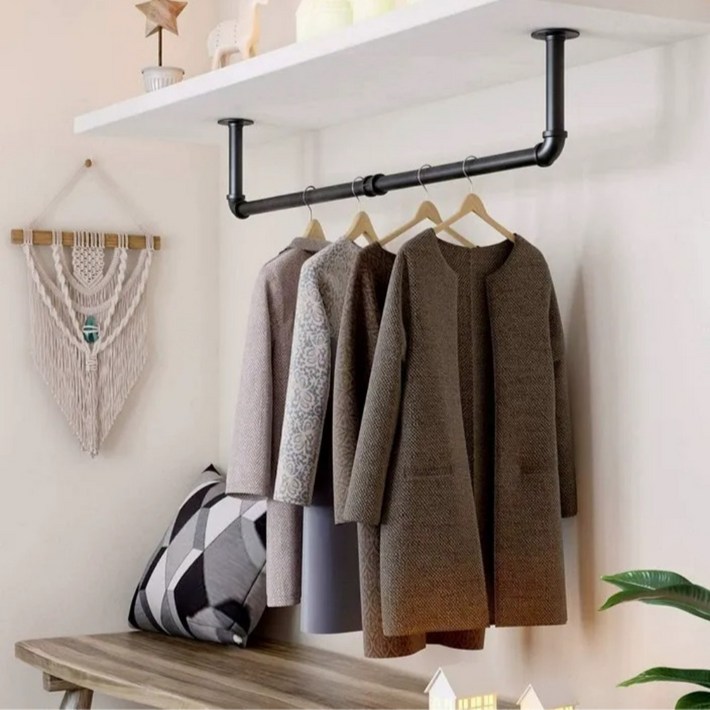 젠도바 튼튼한 파이프행거 다용도걸이, 블랙