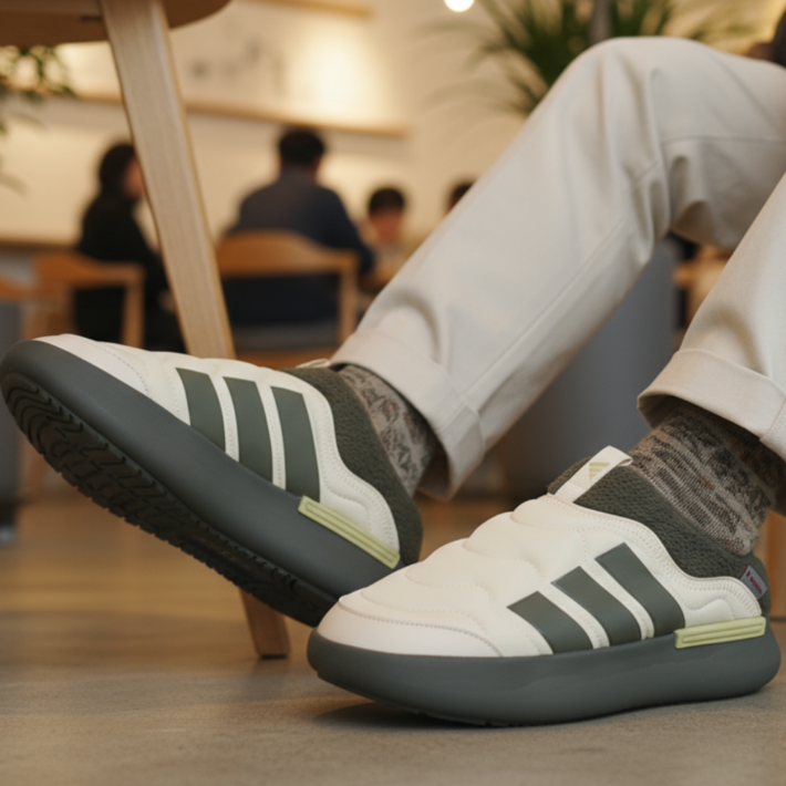 아디다스 퍼프뮬 겨울 남여공용 패딩 신발 슬립온 슬리퍼 방한화