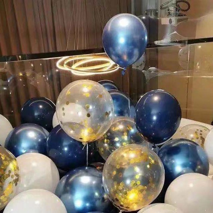 뷰라뷰 파티풍선 50p  공기펌프  10m 리본 세트