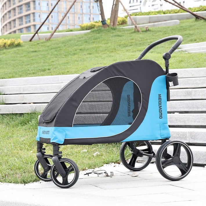 MekkMomo 대형견유모차 강아지유모차접이식 애견유모차 40KG, 파랑, 1개