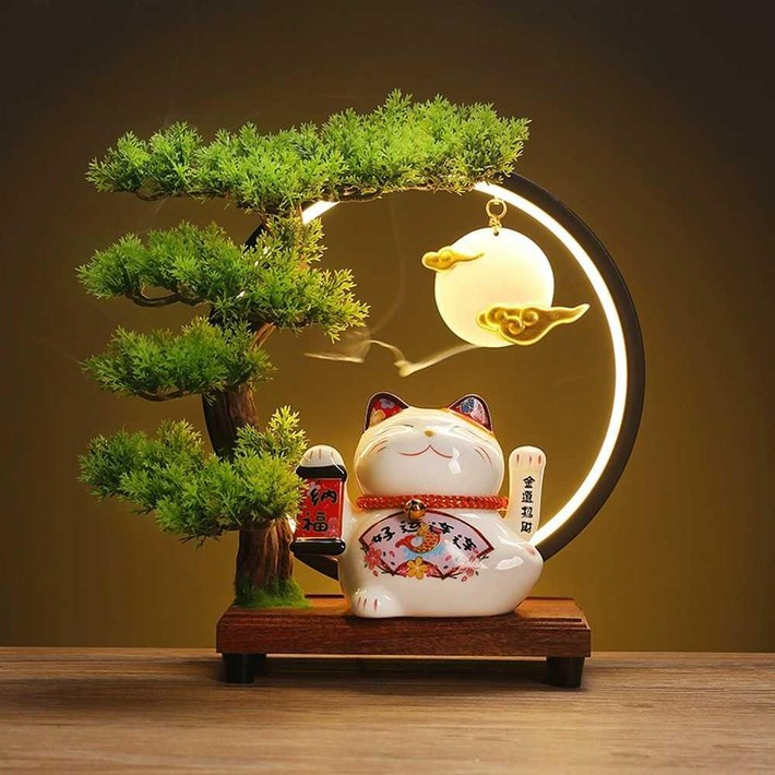 업소용 행운의 손 흔드는 고양이 램프 마네키네코 일본 복고양이 장식용 개업 선물