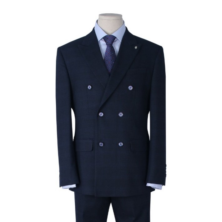TR더블 체크 네이비 정장세트 TSU314094