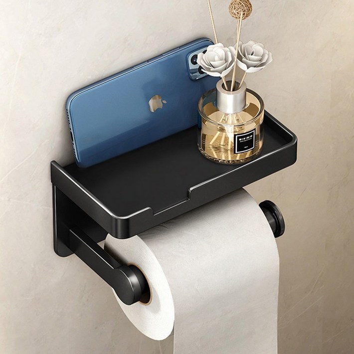 알루미늄제 무타공휴지걸이, 화장실 화장지걸이, 욕실 휴지걸이, 욕실 화장지걸이 무타공, 휴지걸이 접착식, 1개, 그레이색상