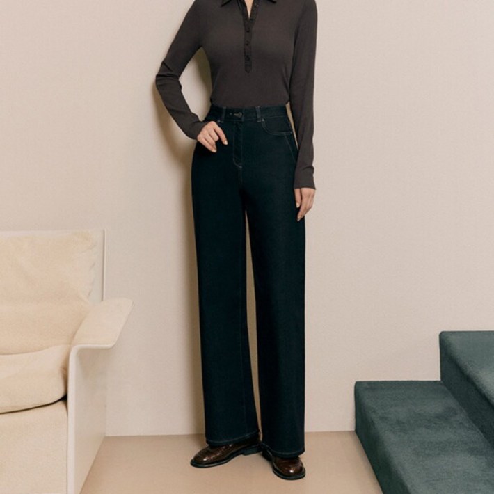 더엣지 와이드 스판 데님 팬츠 다크인디고 WYDP6G02