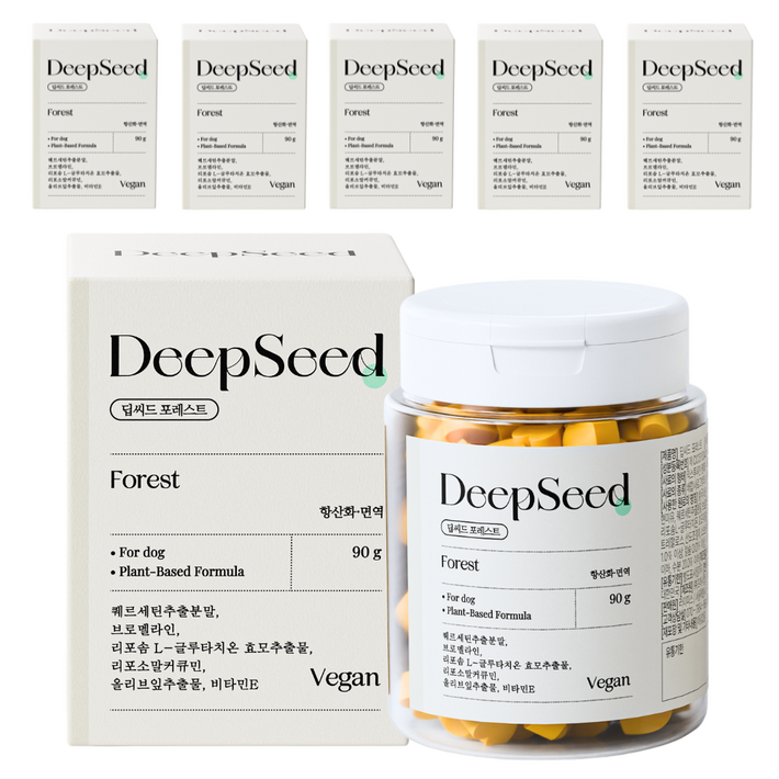딥씨드 포레스트 비건 강아지 항산화제 눈물자국, 5개, 면역항산화, 85정