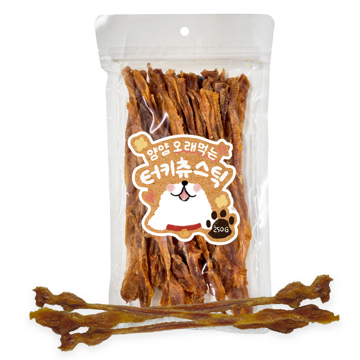 얌얌 오래먹는 순수 칠면조 힘줄 강아지 간식, 1개, 250g, 터키츄 스틱