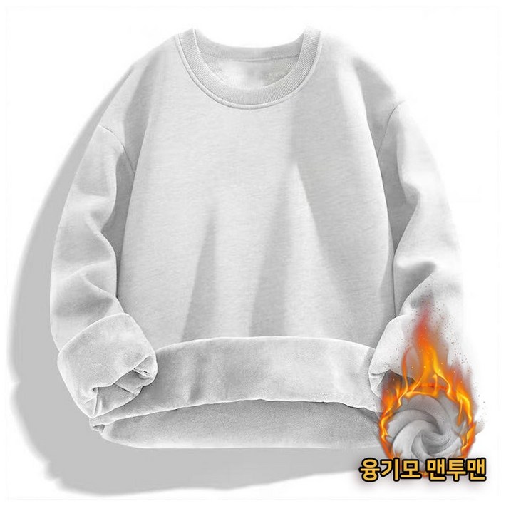 기모맨투맨 남여용 오버핏 소프트 데일리 라운드넥 빅사이즈 플란넬 맨투맨 커플용 도톰 맨투맨