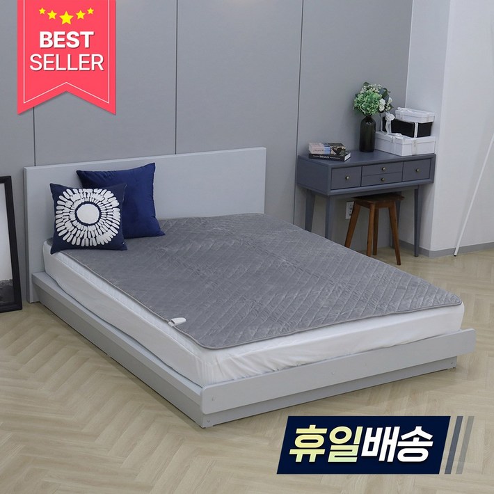 한일의료기 탄소 전기요 전기매트 국내생산 워셔블 극세사 그레이 온열매트, 단일 색상, 대135 x 175 cm