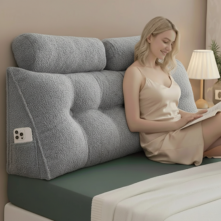 메르디 편안한 침대 등받이쿠션 삼각 침대 벽쿠션 헤드쿠션, 그레이