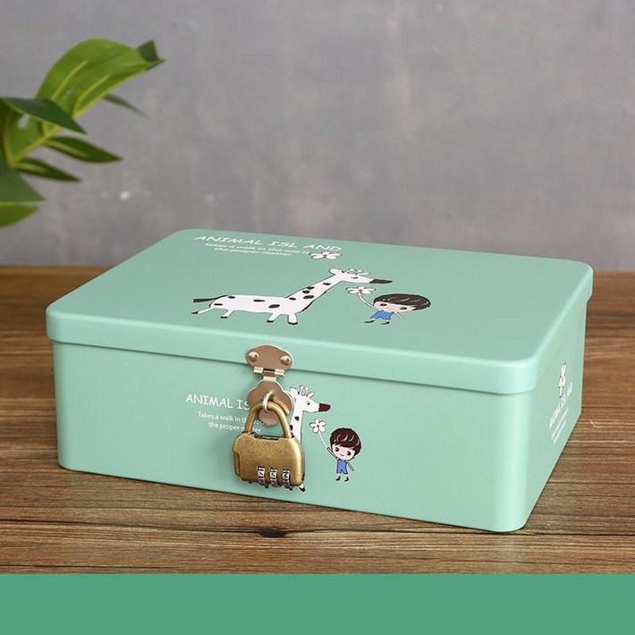 핑크빛 보물상자 수납박스 대형 보관함 잠금 틴케이스