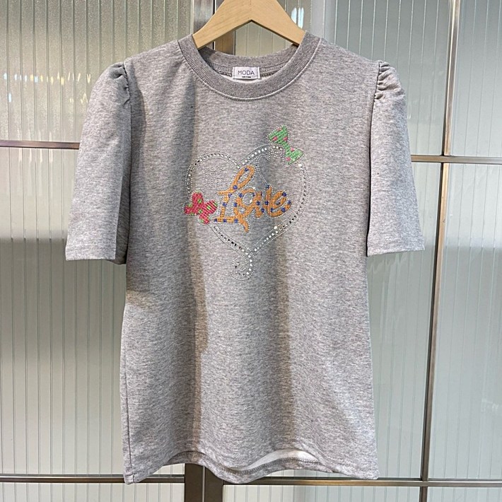 퍼프소매 프린팅 반팔 티셔츠 벌룬 소매 티셔츠